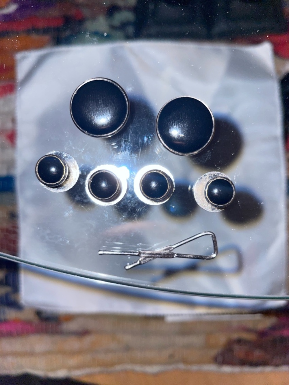 Jos. A. Bank Black and Silver Round Cufflink & Stud Set